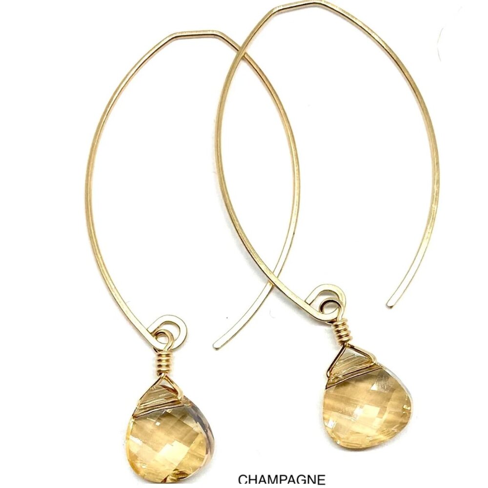 Noon Swarovski Hoop Earrings - Champagne NWOT